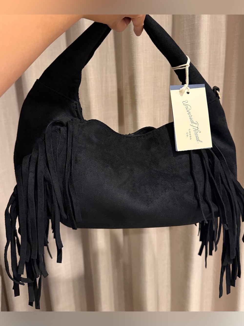 Universal Thread Black Suede Fringe Shoulder Bag